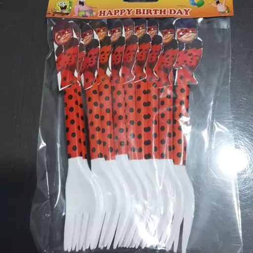 چنگال دختر کفشدوزکی بسته 10عددی